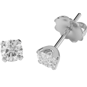 Cercei Tip Stud Aur Alb 18kt cu Diamant Rotund Briliant