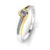 Inel de logodnă Solitaire III-3 cu diamant și aur alb 18K